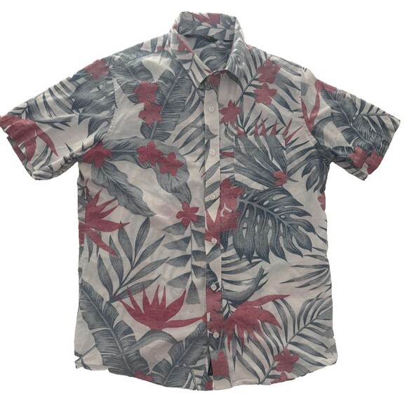 Travis Matthews Camp Aloha Shirt Medium Short Sleeve Hawaiian Print Button Up - Picture 1 of 8